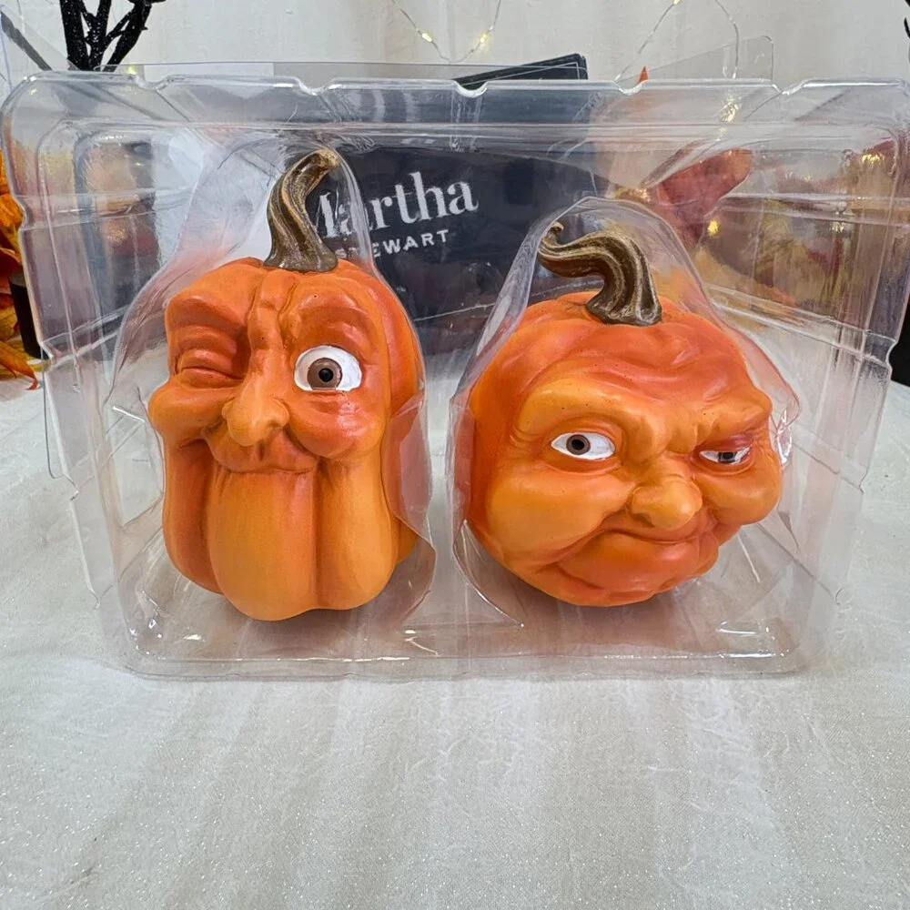 Martha Stewart Halloween Funny Jack O Lantern Pumpkin Faces Figurines Statue